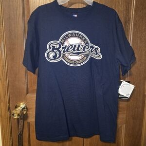 Classic Milwaukee Brewers Navy Blue T-Shirt Yovani Gallardo #49 Throwback Player